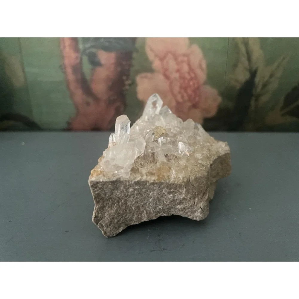 Natural Clear Quartz Crystal Cluster Rock on Matrix 3.5x2.5 Mineral Specimen